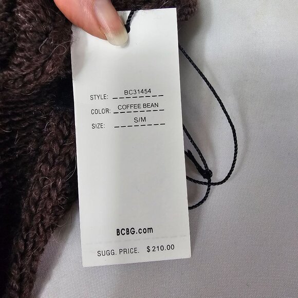 BCBG MaxAzria Chunky Knit Shawl Cocoon Cardigan S/M Brown Acrylic Alpaca Blend - Picture 7 of 8